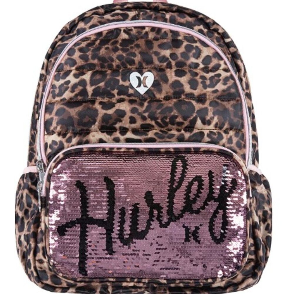 Only $6 for matching Lunch Bag when you buy🎉HURLEY Sequin Leopard Backpack NWT
